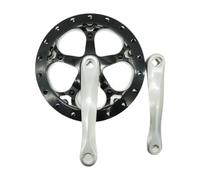 APLVFFZH Bike Chainring Crank Arm Set con Rueda Dentada de Acero y Brazo Aluminio Diseño Ligero y Resistente Reemplazo en Bicicletas de Ciudad, Negro Y Plata