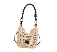 APLVFFZH Bolso de Tejido de Crochet Beach, Bolso de Mano de Ganchillo, Bolso de Mano Bohemio de Punto para Trabajos de Viajes de Vacaciones Diarios, Negro