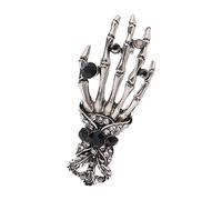 APLVFFZH Broche de Cristal para Hombres Pin Decorativo de Solapa Broche Elegante de Manos Esqueleto con Incrustaciones de Cristales Accesorio Distintivo Adecua, Plata, 5.1x2.1cm