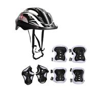APLVFFZH Casco Infantil para Bicicleta con Set de Rodilleras Coderas Muñequeras Cómodo Y Portátil en PVC Y Espuma para Patinaje Ciclismo Exterior Niños, Negro