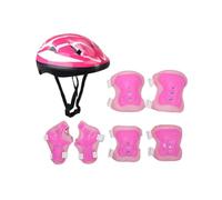 APLVFFZH Casco para Bicicleta Infantil con Casco Bicicleta Rodilleras Muñequeras Coderas Material PVC Espuma Adecuado Niños Adolescentes Patinaje Ciclismo, Rosa