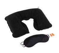 APLVFFZH Juego de Oficina de Viaje 3 en 1 Máscara de Ojo para Dormir Parche Almohada Tapones para Los Oídos Negro, 3 Piezas