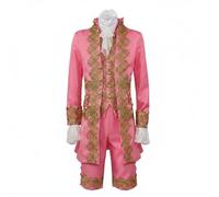 APLVFFZH Príncipe Traje Medieval Disfraz Ropa Embellecido con Material Cómodo de Poliéster Adecuado para Teatrales Representaciones Carnavales, Rosa, XS