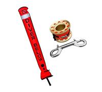 APLVFFZH Scuba Buceo Señal Carrete de Acero Y Aluminio Tubo Inflable Seguro con Línea Robusta Clip de Liberación Rápida Función de Contr, Dorado