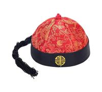 APLVFFZH Sombrero Chino Oriental Tradicional con de Clásico Accesorio de Role Play Gorro para Presentaciones Artísticas Material de, Rojo y Negro
