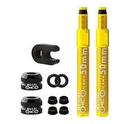APLVFFZH Válvula Presta Aluminio Caucho Junta Extraíble Accesorio Núcleo Desmontable Neumático Tubeless para Bicicletas Adecuada para Ciclistas Talleres Y Uso, 2 Piezas de Oro de 50mm