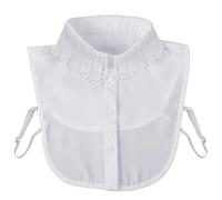 APLZGMG Cuello falso desmontable, cuello Peter Pan ajustable para mujeres y niñas, cuello de dickey con ribete de encaje blanco, media camisa, collares falsos falsos para ocasiones formales de oficina