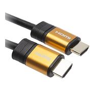 APM 590468 - Cable HDMI 5 m 4 K Ethernet - Cable HDMI Lon conectores macho/macho - Accesorios para TV y vídeo - Resolución excepcional 4 x HD 1080p - Esencia de vídeo 3D, negro y dorado