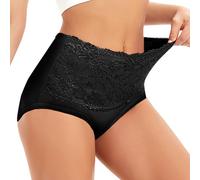 APMGONT Bragas de Control de Barriga para Mujer, Fajas de Cintura Alta para Mujer, Levantamiento de gluteos, Ropa Interior de Encaje para Adelgazar (FR/ES, Letras, M, Regular, Regular, Negro)