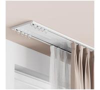 APMOE Riel de Cortina de Techo Silencioso, Invisible Riel de Cortina Doble, Riel de Cortina Oculto de Alta Resistencia, para Divisor de Habitación, 1M-4.2M Fácil de Instalar(Blanco,4.1m/13.45ft)