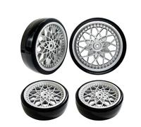 APMXQWIL Piezas para Coches RC Compatible con WPL D12 RC Neumáticos 4 Piezas Actualización Llantas Cubos De Rueda Neumáticos De Goma Repuestos para Autos RC Accesorios(White)