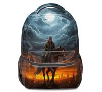 Apocalypse Wild West Storm Night Rider Mochila estampada, mochila unisex con patrón 3D para hombres, mujeres y niños, Color3., L