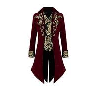 Apocrypha Abrigo medieval steampunk para hombre, chaqueta de príncipe victoriano, Rojo -, Small