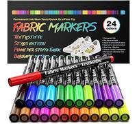 APOGO 24 rotuladores textiles permanentes de punta fina, pintura textil no tóxica e indeleble, para camisetas, bolsas, tote bags y otros tejidos - para niños y adultos