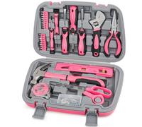 Apollo Juego de Herramientas Rosa 67 Piezas con Martillo, Alicates, Destornilladores, Llave Ajustable y Maletín Rígido para Bricolaje, Reparaciones y Mantenimiento en Hogar, Oficina y Taller