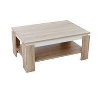 Apollo Mesa de Centro Tim, Madera revestida de melamina, Corona de Mesa de Colores, Sonoma/Blanco, Estante Grande, 90 x 60 x 41 cm