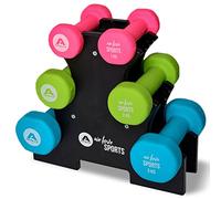 Apollo Pesas Kit Mancuerna | Pesas y Mancuernas para Mujeres y Hombres 2 x 1 kg, 2 x 2 kg, 3 kg | Incluye Soporte