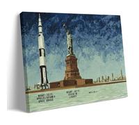 Apollo Saturn V Height Comparison to Statue of Liberty Canvas Carteles de Sala de Estatua de la Libertad, Pinturas de Dormitorio, Pinturas de Pared Impresiones, Cuadros Modernos para Decoración del