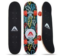 Apollo Skateboard Niño, Monopatín Niño con Cojinetes ABEC 3 y Ejes de Aluminio, Skate Completo con Diseños Geniales, Monopatines para Niños a Partir de 3 Años