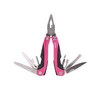 Apollo Tools Alicates multiherramienta de bolsillo de acero 14 en 1, docenas de usos para la vida cotidiana, reparaciones, supervivencia, al aire libre, camping, pesca, cinta rosa, DT5015P