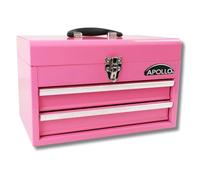 Apollo Tools Busto de acero resistente de 2 rawer para una máxima organización con apertura de rodamiento de bolas y acabado en polvo en color rosa DT5010P