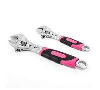 Apollo Tools DT5007P - Juego de 2 llaves ajustables de color rosa con escalas de medición en pulgadas para un tamaño cómodo. Ideal para reparaciones y mantenimiento de bricolaje, fontanería, automoción. Cinta rosa
