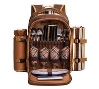 Apollo Walker Mochila de pícnic para 4 con Copas y Nevera, marrón