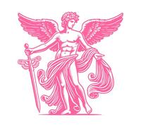 Apolo, el dios griego de la música, la poesía y la profecía. Pegatinas de grabado 42x42.9cm Embellecimiento de paredes Rosa