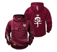 APOMBOP Sudadera con Capucha para Hombre Cómoda Estampada F.u.ll.me.t.al Al.ch.e.mi.st Ropa Deportiva Jersey Calle Chaqueta Y Media Cremallera Abrigo Liso-JHSe||3X_l