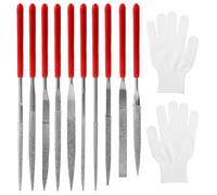 APOMOONS 10 Limas de Aguja de Diamante en 10 Modelos 2x100mm Y un Par de Guantes Blancos Mini Diamond Files Set Limas Metal Limas de Diamante para Limar Metal Madera, Plástico, Joyas
