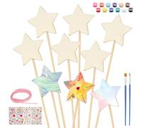 APOMOONS 12 Pezzi Varita Mágica de Madera de Bricolaje, Kit Manualidades Niñas, Varitas Madera de Estrella de Pintar, Regalo Bambina 3 4 5 6 7 8 9 10 Anni