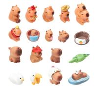 APOMOONS 18Pcs Mini Capybara Figuras Decoraciones para tartas, Mini Capybara Silicona Jardín de Hadas Decoración para Niños Cumpleaños Baby Shower Fiesta Pastel Casa de Muñecas Escritorio