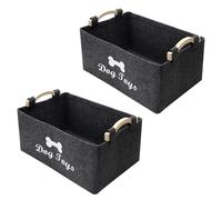 APOMOONS 2 Cestas de Fieltro Grises con Asa Plegables para Guardar Juguetes de Perro Cestas Organizadoras de Fieltro para Guardar Snacks Cosas Pequeñas Ropa Sucia
