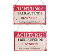 APOMOONS 2 pcs jubilación regalo, jubilación regalo mujer hombre, jubilado regalo Letreros y placas regalo de despedida, jubilado de madera signo pensión signo pared y puerta signos, 24.5x14.8x0.5CM