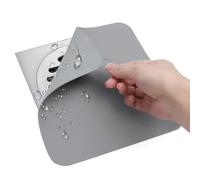 APOMOONS 2 Piezas Tapa Desague Ducha, 20×20cm Silicona Cuadrada Trampa de Olor Desagüe de Suelo, Alfombrilla Tapón de Antiolor Ducha para Cocina, Baño, Aseo (Gris)