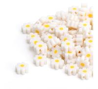 APOMOONS 200 Piezas Hechas A Mano Margarita Blanca Pequeñas Cuentas, Espaciadores Sueltos Planos Hacen Cuentas de Cristal para Pulseras, Collar, DIY, Pendiente, Pulsera Que Hace Artesanías