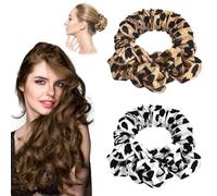 APOMOONS 2PCS Rizador Nocturno Sin Calor, Banda Rizadora flexible, Banda Rizadora de Lunares Marrón Para uso Nocturno, Coletero de Seda, Peinados Rizados Fáciles de Crear