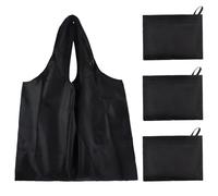 APOMOONS 3 Piezas Bolsa Compra Plegable Negro, 50x 48cm Bolsa de Tela para Compras Reutilizables Ecológicas Lavable Impermeable para Compras Casa Viajes Acampar al Aire Libre