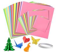 APOMOONS 300 puntos papel origami 20x20,15x15,10x10cm,70g/m² 20 colores origami para niños cartulinas colores papiroflexia,origami paper cinta adhesiva de doble cara(1cmx8m)