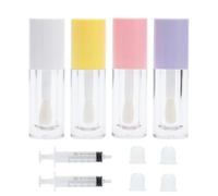APOMOONS 4 Tubos de Brillo de Labios, con 2 Jeringas de Plástico Vacíos, con Tapones de Goma, Botellas de Bálsamo Labial para Maquillaje DIY Lipstick Mascara