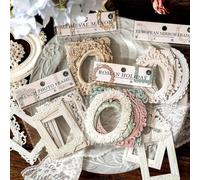 APOMOONS 40 hojas de encaje marco scrapbook, vintage hueco en relieve, marco de fotos, accesorios para libros de recortes, papel, marco de scrapbooking vintage, papel para manualidades, diario,