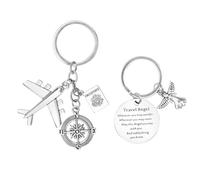 APOMOONS Amuleto de la suerte llavero año extranjero, llavero avión con caja de regalo, regalo de despedida regalos Con ángel de la guarda, avión, colgante
