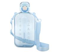APOMOONS Botellas planas de 750 ml, sin BPA, a prueba de fugas, botella deportiva de Tritan, botella deportiva con hora marcada y correa para deporte, viajes, fitness y exterior