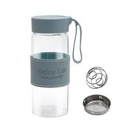 APOMOONS Coctelera de proteína de cristal, 480 ml, batido de proteínas, con colador y bola de acero inoxidable, batidor de vaso, botella de fitness