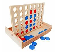 APOMOONS Connecta 4 juego de madera, Clásico juego Conecta 4 de estrategia para niños adultos, Ponga 4 fichas del mismo color en una fila, Juegos de viaje Juegos de mesa familiares Juguetes de regalo