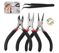 APOMOONS Juego de 3 alicates de joyería, Juego de Alicates para Hacer Joyas, Nariz de aguja/cadena, nariz redonda y cortadores de alambre para joyería, manualidades, reparación y envoltura de alambre