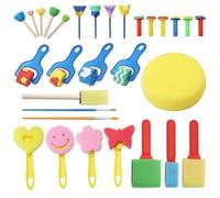 APOMOONS Juego de 30 pinceles de esponja de pintura para niños, reutilizables, juego de pinceles de pintura, herramientas de aprendizaje temprano para niños, pinceles de esponja para manualidades