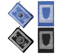 APOMOONS Juego de Alfombra de Oración, alfombras Rezar de Viaje de 2 Piezas con Brújula, Prayer Mat Portátil para Casa y Viaje, 100 x 60 CM Resistente al Viento e Impermeable (Negro y Azul)