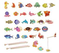 APOMOONS Juego de Esca para Niños Imanes Niños 31 Peces 2 Cañas, Juego Pescar Peces Caña de Pescar Juguete Juegos Magneticos para Niños, Peces de Juguete como Regalo para Niños