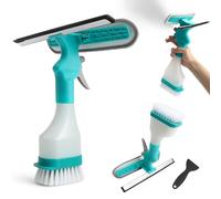 APOMOONS Limpiacristales 4 en 1 profesional con pulverizador, limpiador de ventanas, con función de pulverización, juego de 1 espátula de plástico para ducha, cocina, coche y azulejos